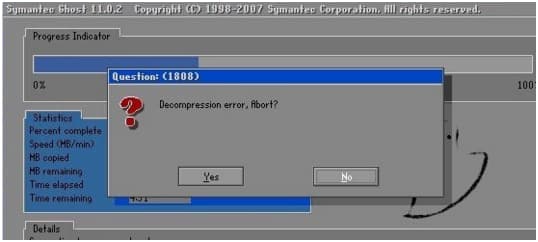 Decompression error,Abort错误