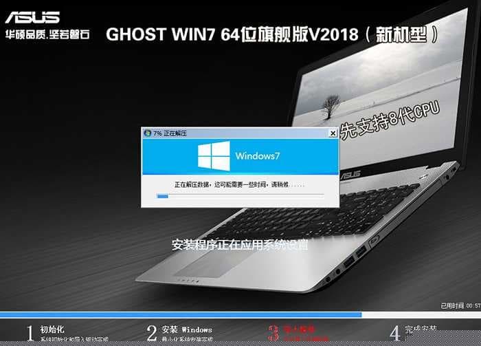华硕A480UR8250笔记本8代CPU win7系统安装过程