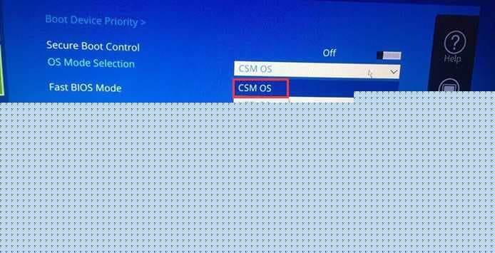 将os mode selection默认的UEFI OS改为csm os
