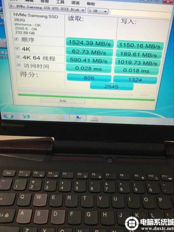 三星970 evo固态加联想拯救者笔记本上的测速图