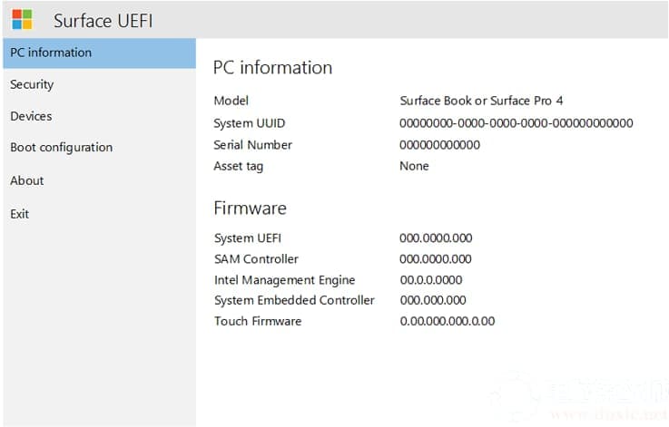 进入surface uefi设置