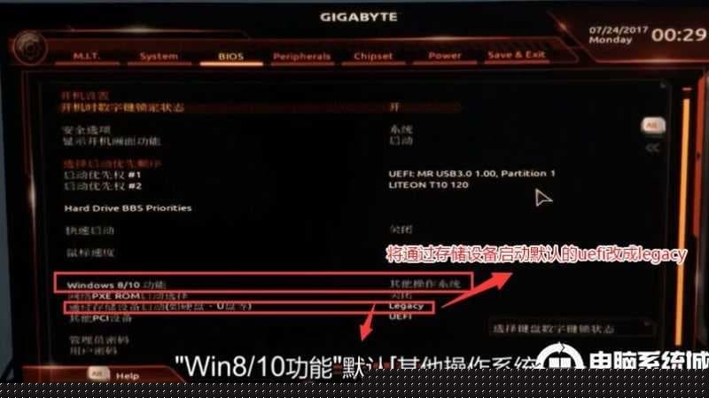 操作系统类型改成"其它操作系统"和改legacy