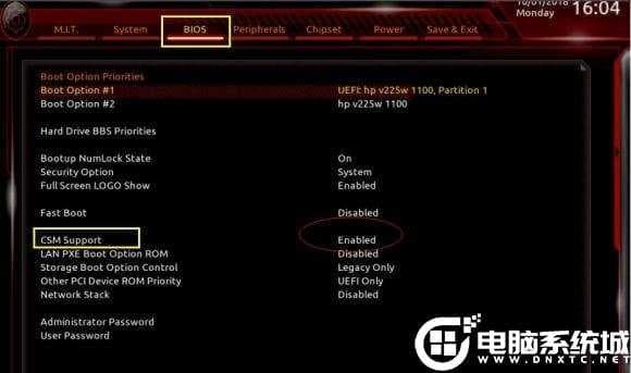 技嘉主板开启CSM方法