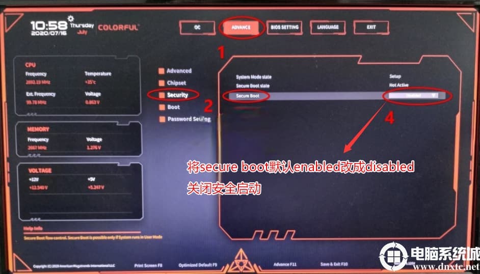 按DEL进入BIOS设置
