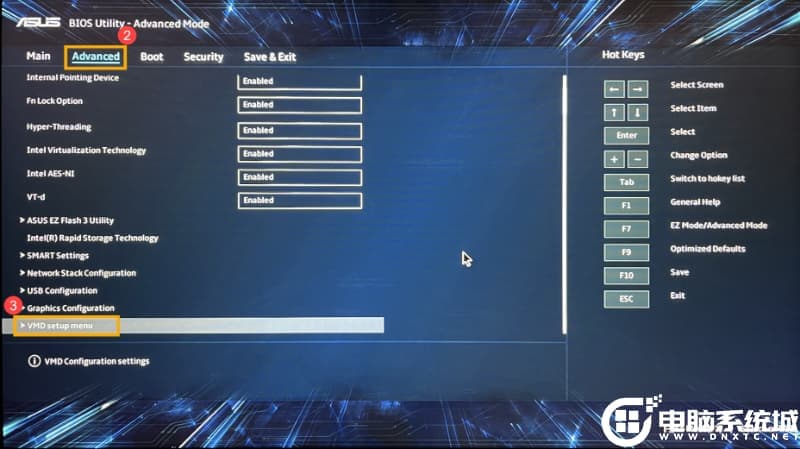 VMD setup menu