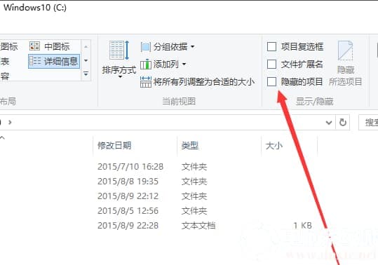 勾选隐藏的项目