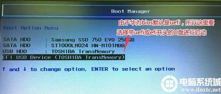 选择uefi U盘启动