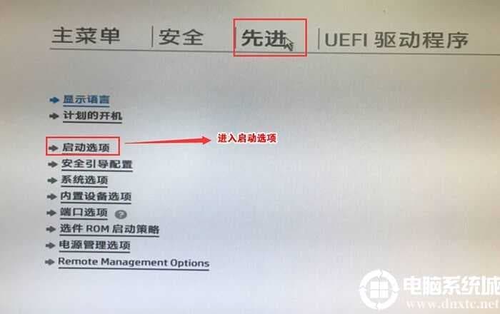 进入启动选项