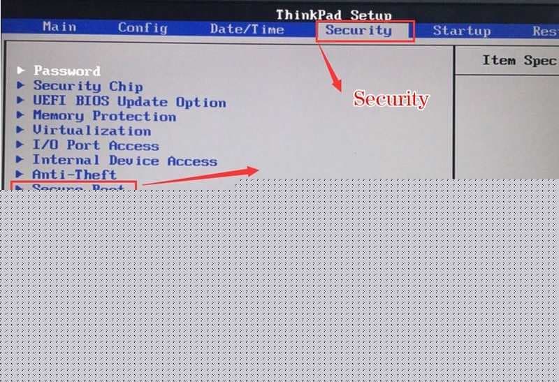 进入Secure Boot选项关闭安全启动